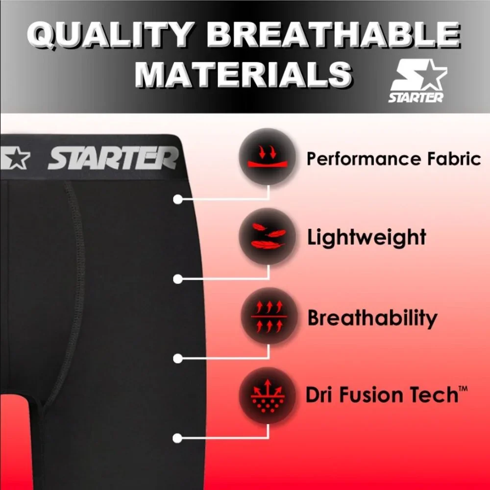 NEW Starter Men’s Active Performance Boxer Briefs Underwear 6 Pack Set of 6 S Si